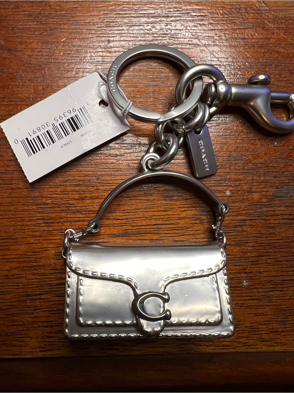 Coach Silver Mini Bag Charm Purse Keychain NWT Rare Statement Accessory